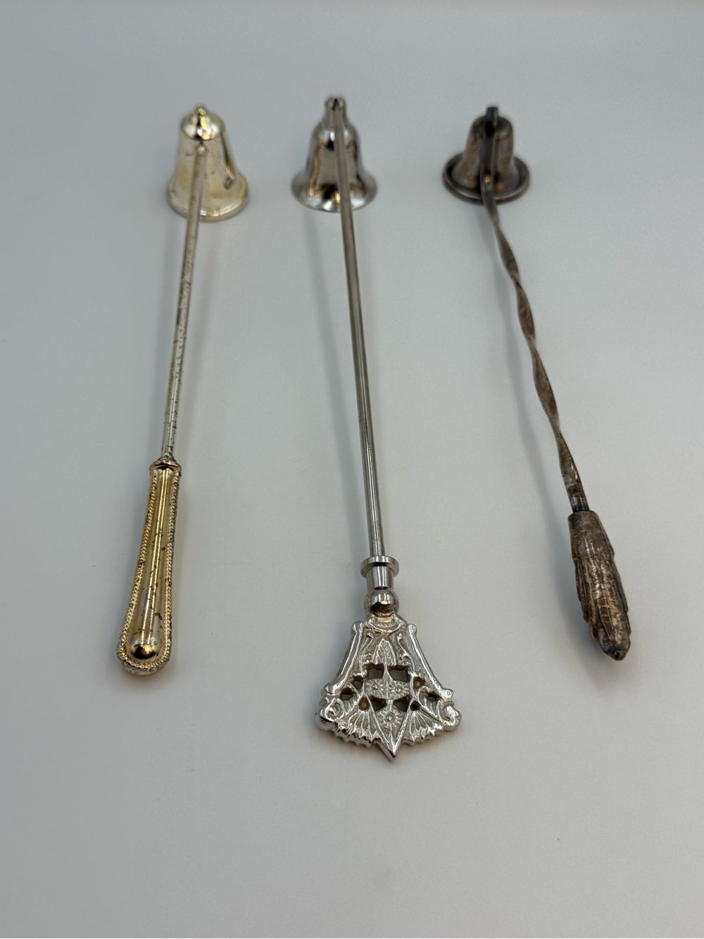 Lot of 3 Vintage Metal Candle Snuffers